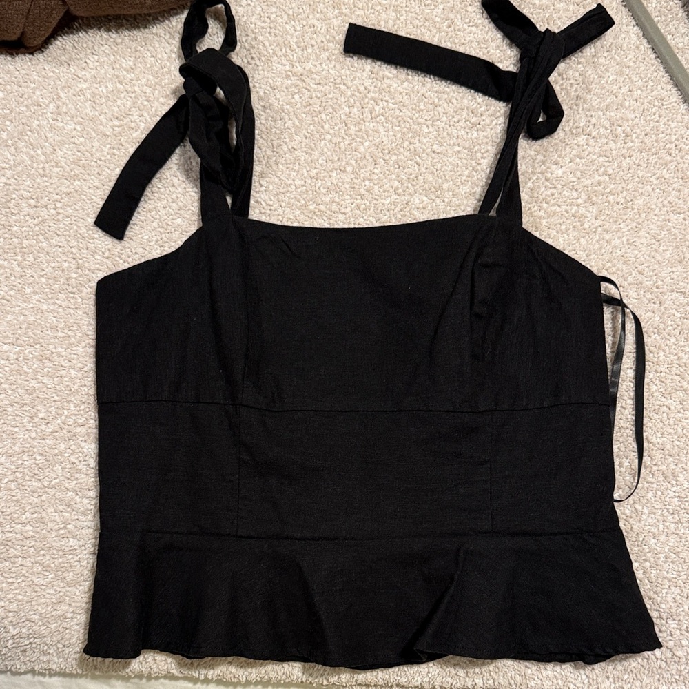 Gianni Bini Black Tie-Strap Tank Top